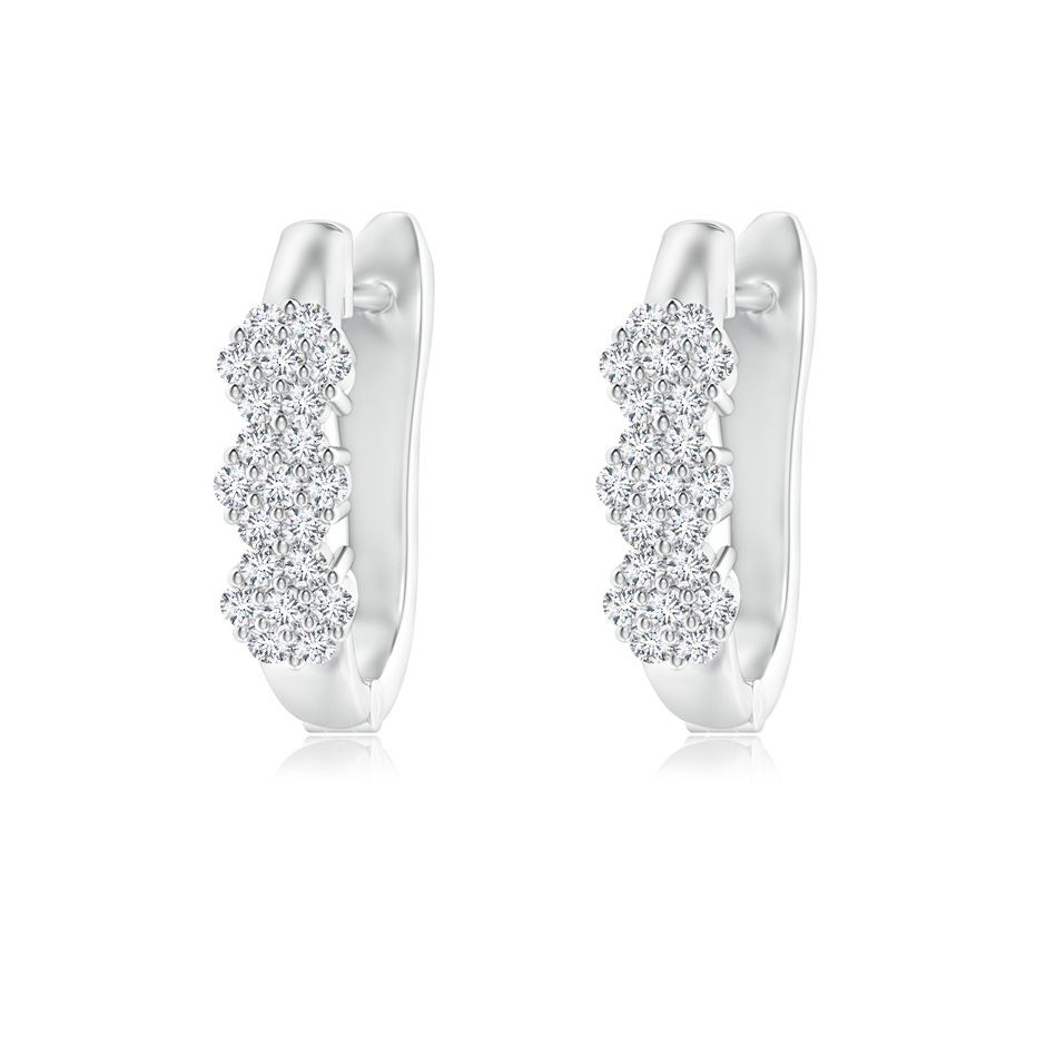 1.2mm GVS2 Triple Floral Cluster Diamond Hoop Earrings in White Gold 