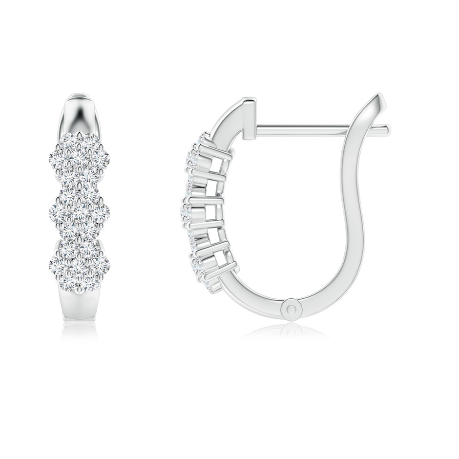 1.2mm GVS2 Triple Floral Cluster Diamond Hoop Earrings in White Gold side-1