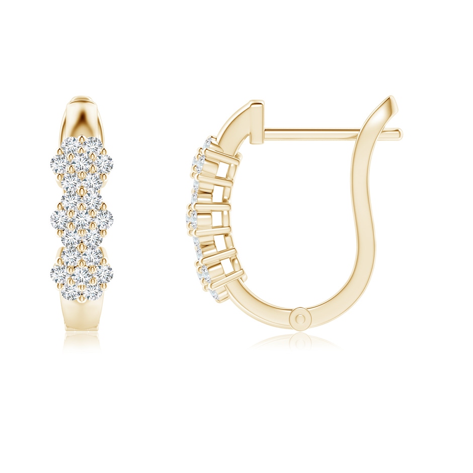 1.2mm GVS2 Triple Floral Clustre Diamond Hoop Earrings in Yellow Gold side-1