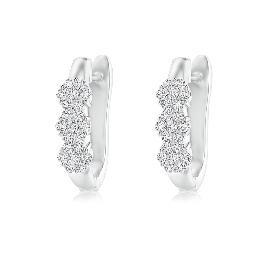 1.2mm HSI2 Triple Floral Cluster Diamond Hoop Earrings in P950 Platinum 