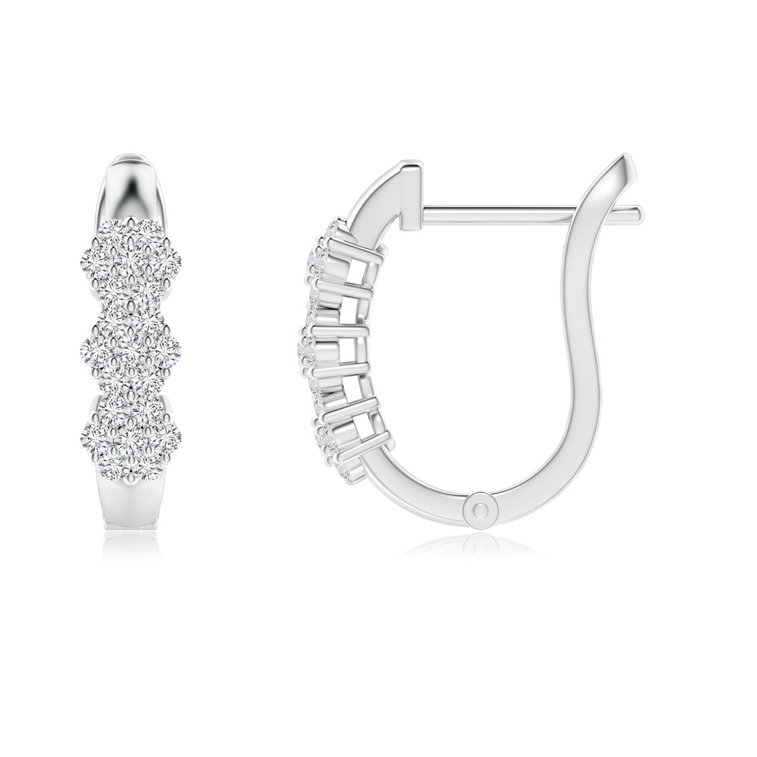 1.2mm HSI2 Triple Floral Cluster Diamond Hoop Earrings in P950 Platinum