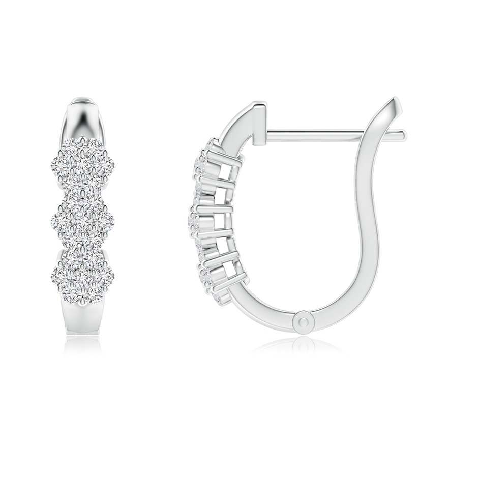 1.2mm HSI2 Triple Floral Cluster Diamond Hoop Earrings in P950 Platinum side-1