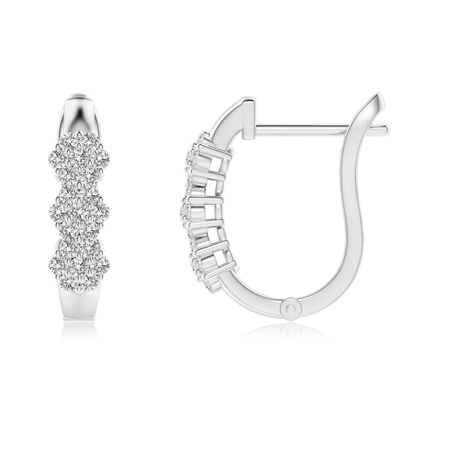 1.2mm IJI1I2 Triple Floral Cluster Diamond Hoop Earrings in P950 Platinum side-1