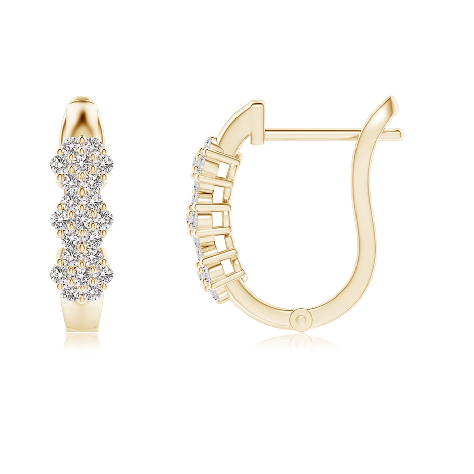 1.2mm IJI1I2 Triple Floral Cluster Diamond Hoop Earrings in Yellow Gold side-1