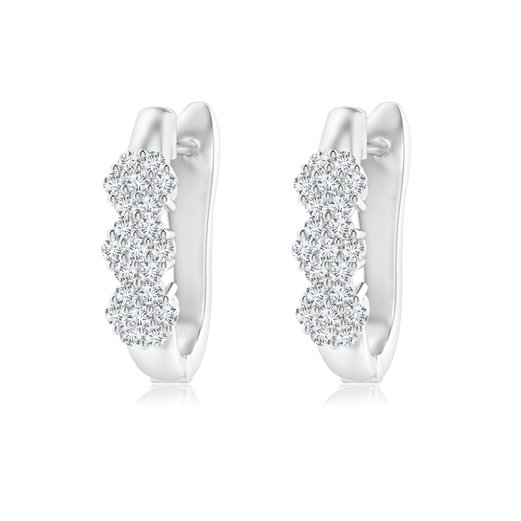 1.3mm GVS2 Triple Floral Clustre Diamond Hoop Earrings in White Gold