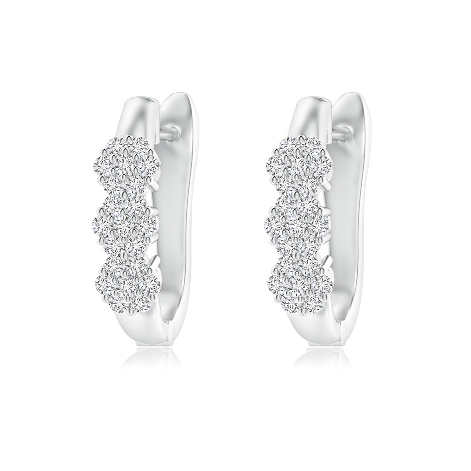 1.3mm HSI2 Triple Floral Clustre Diamond Hoop Earrings in White Gold 