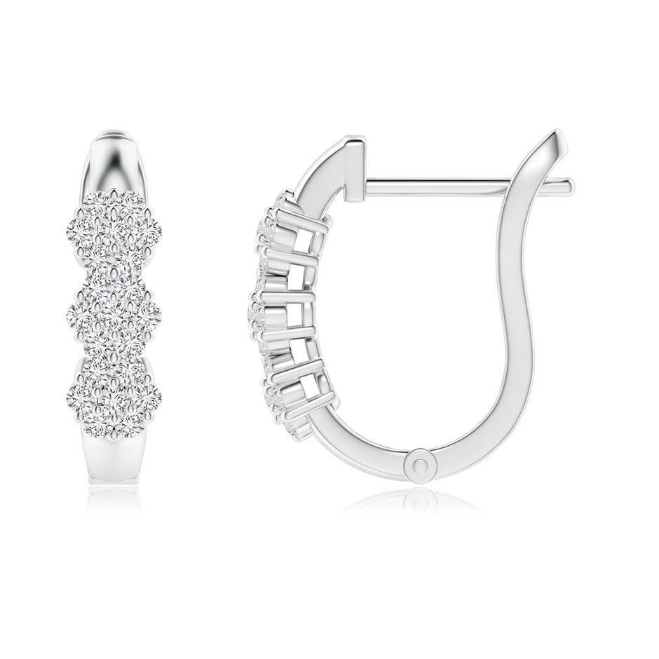 1.3mm HSI2 Triple Floral Clustre Diamond Hoop Earrings in White Gold side-1