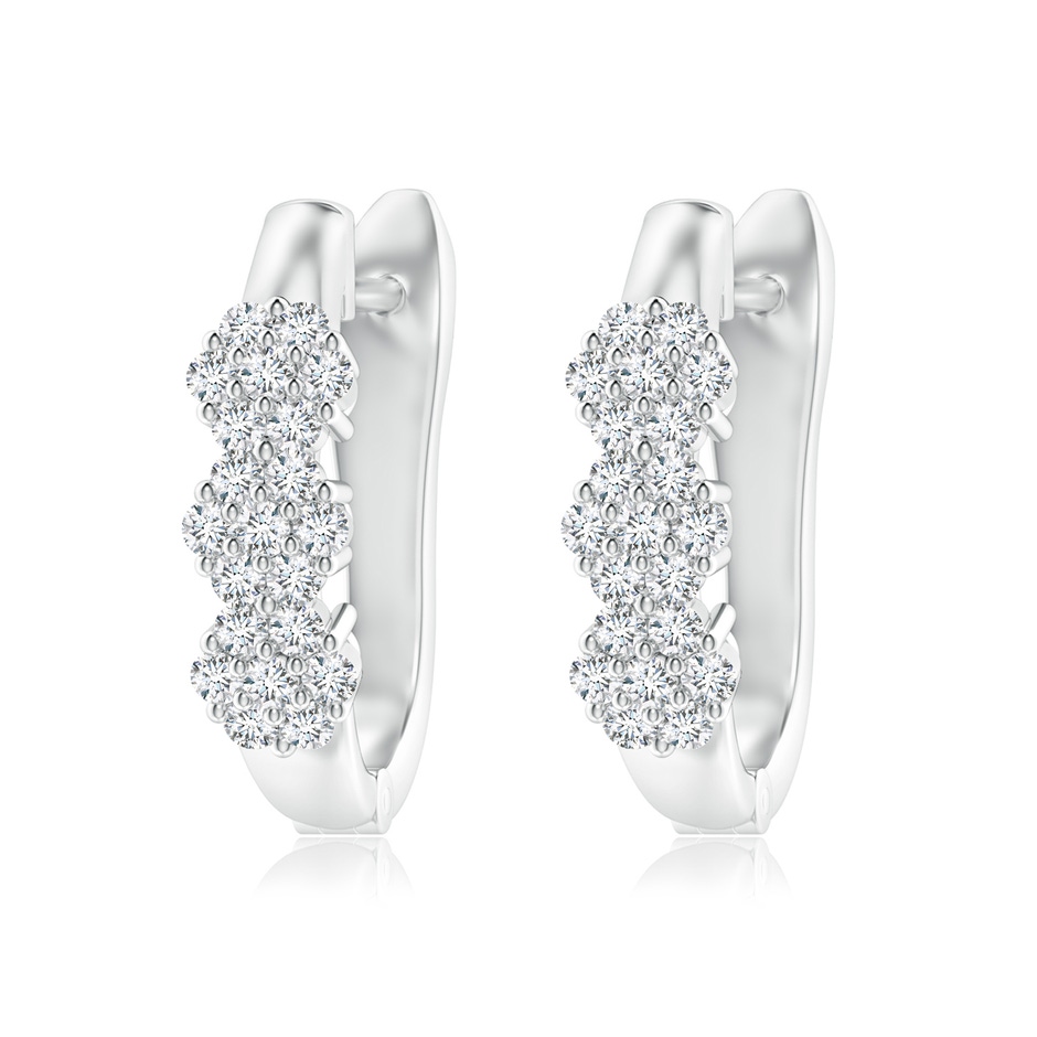 1.5mm GVS2 Triple Floral Clustre Diamond Hoop Earrings in White Gold 
