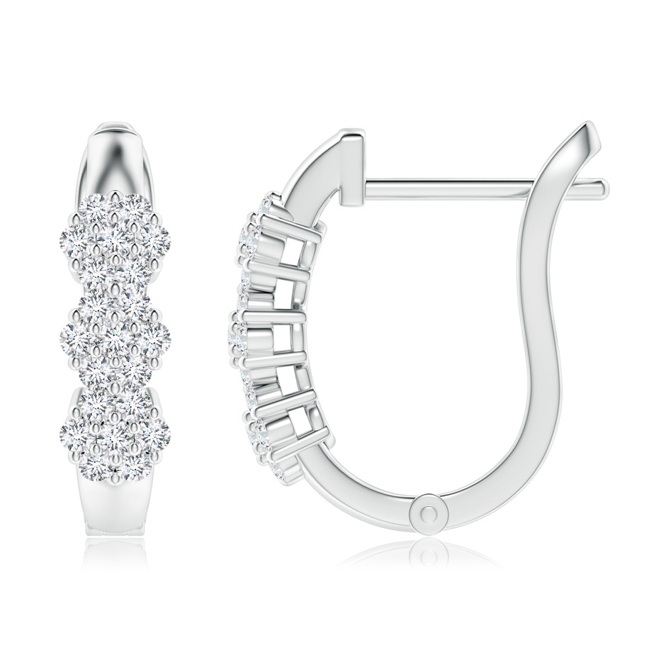 1.5mm GVS2 Triple Floral Clustre Diamond Hoop Earrings in White Gold side-1