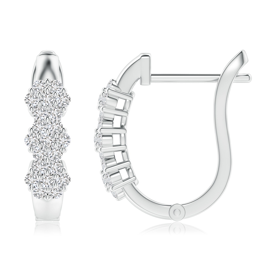 1.5mm HSI2 Triple Floral Clustre Diamond Hoop Earrings in P950 Platinum side-1