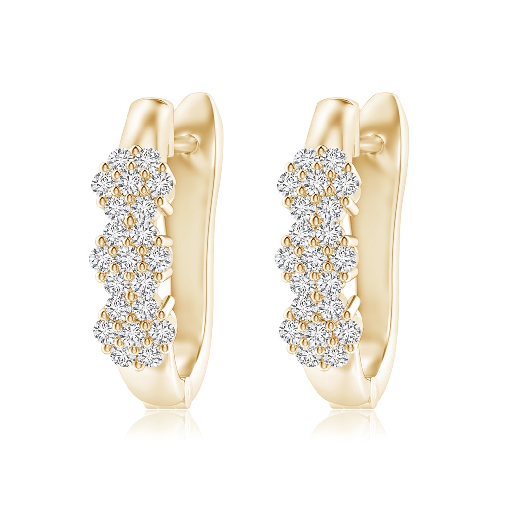 1.5mm HSI2 Triple Floral Cluster Diamond Hoop Earrings in Yellow Gold