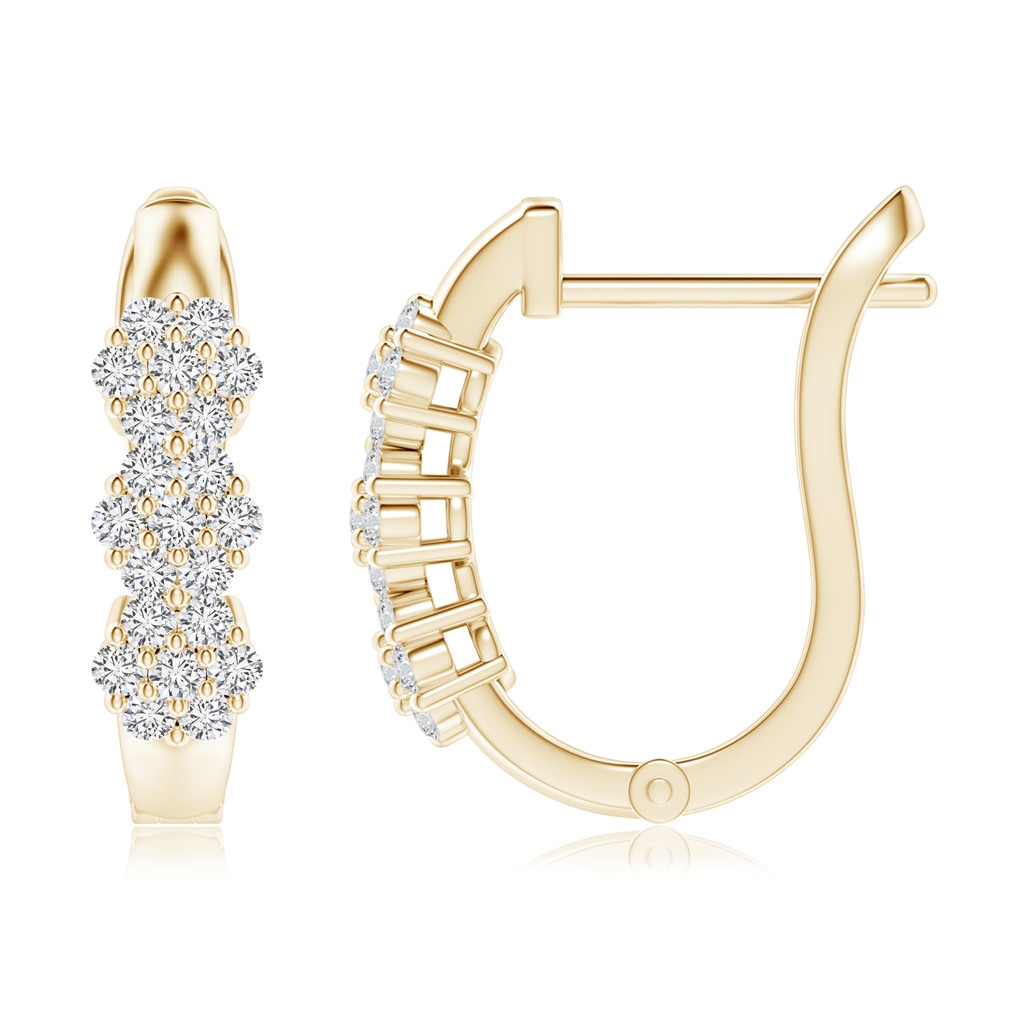 1.5mm HSI2 Triple Floral Cluster Diamond Hoop Earrings in Yellow Gold - side_1