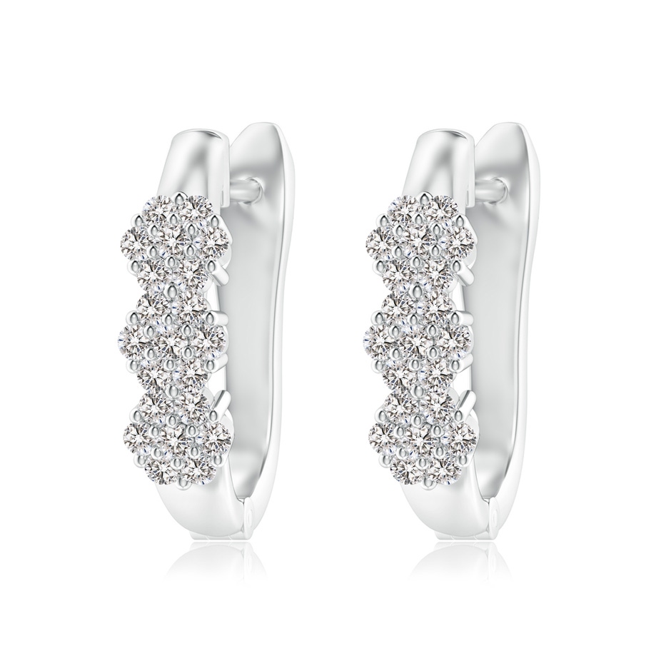 1.5mm IJI1I2 Triple Floral Cluster Diamond Hoop Earrings in P950 Platinum 