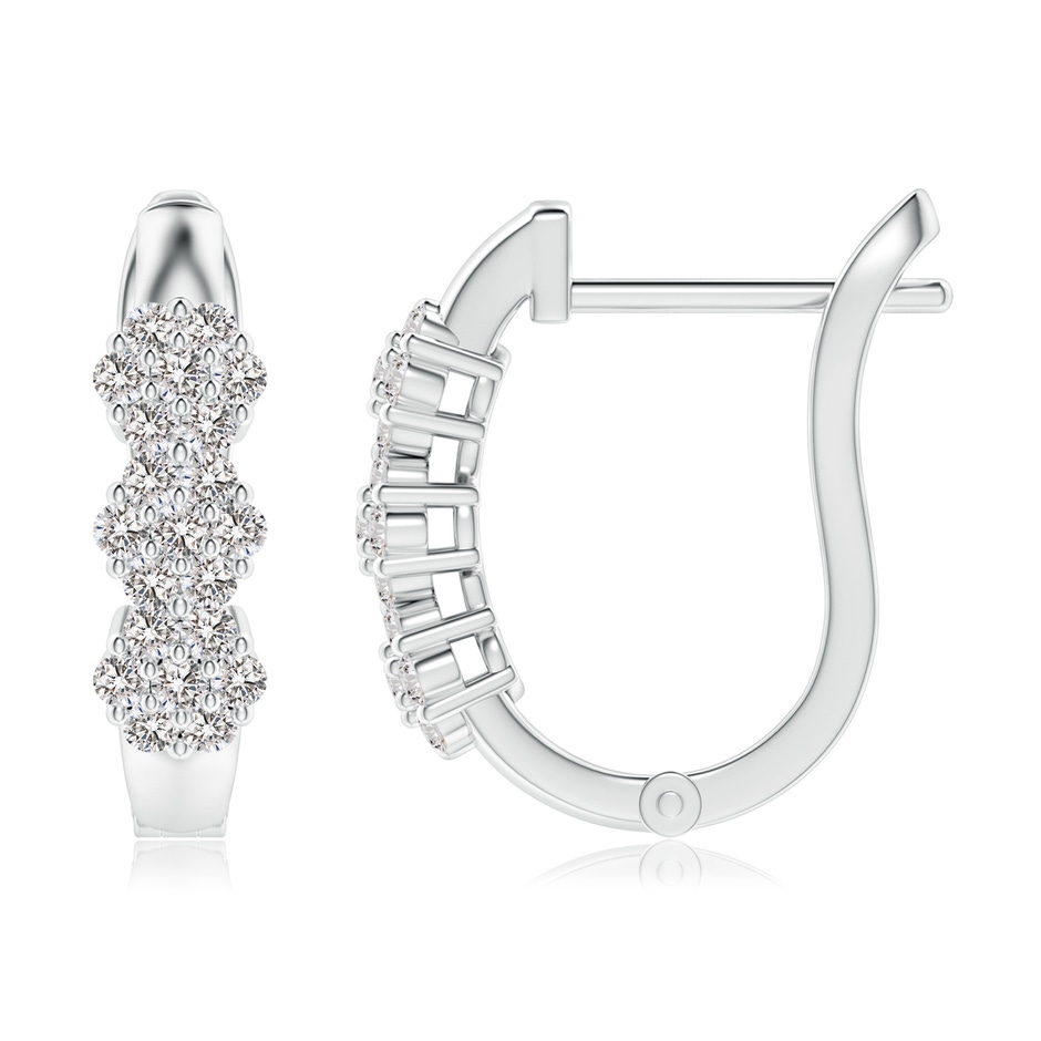 1.5mm IJI1I2 Triple Floral Cluster Diamond Hoop Earrings in P950 Platinum side-1