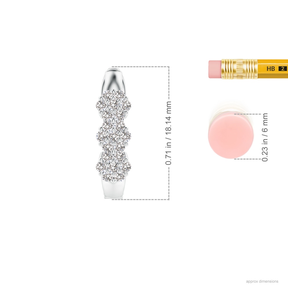 1.5mm IJI1I2 Triple Floral Cluster Diamond Hoop Earrings in P950 Platinum ruler