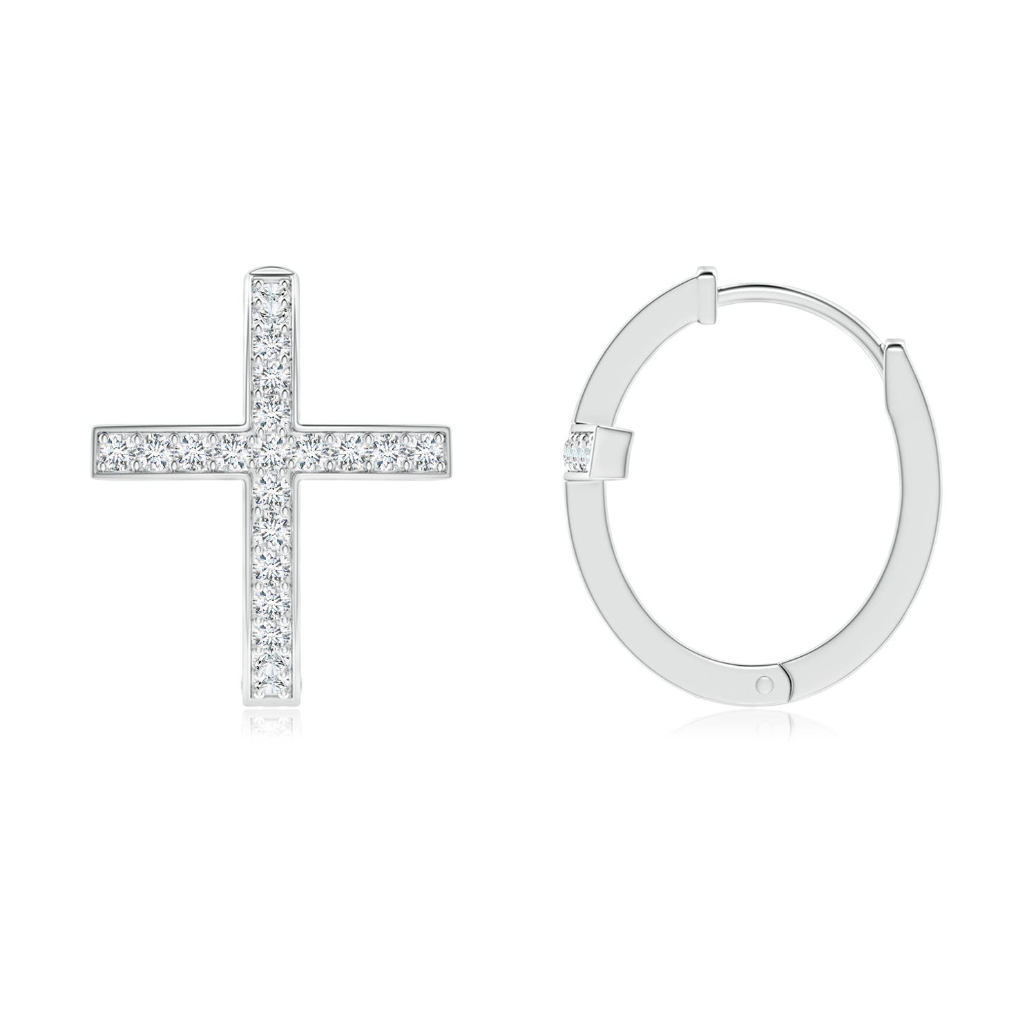 1.1mm GVS2 Pave-Set Diamond Cross Hoop Earrings in P950 Platinum