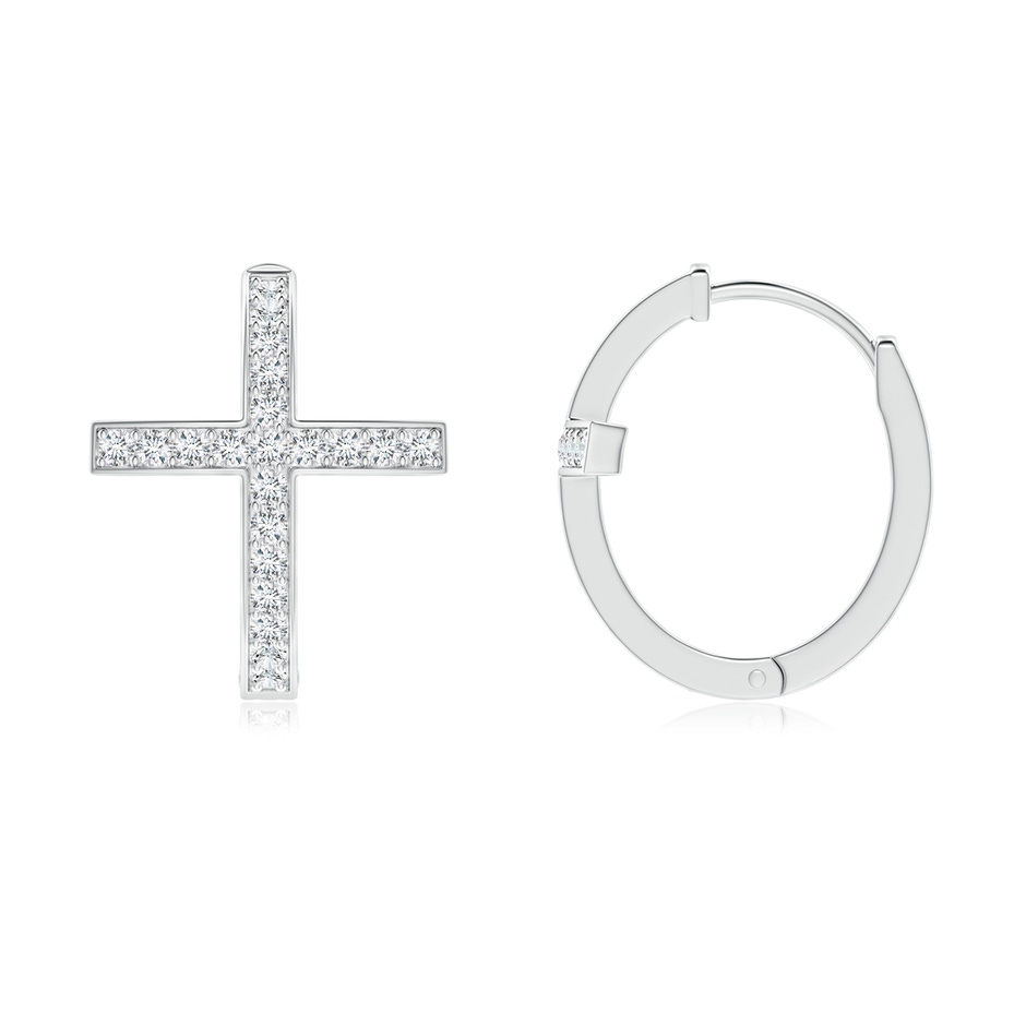 1.1mm GVS2 Pave-Set Diamond Cross Hoop Earrings in P950 Platinum side-1