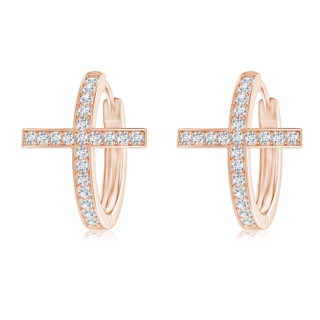 1.1mm GVS2 Pave-Set Diamond Cross Hoop Earrings in Rose Gold