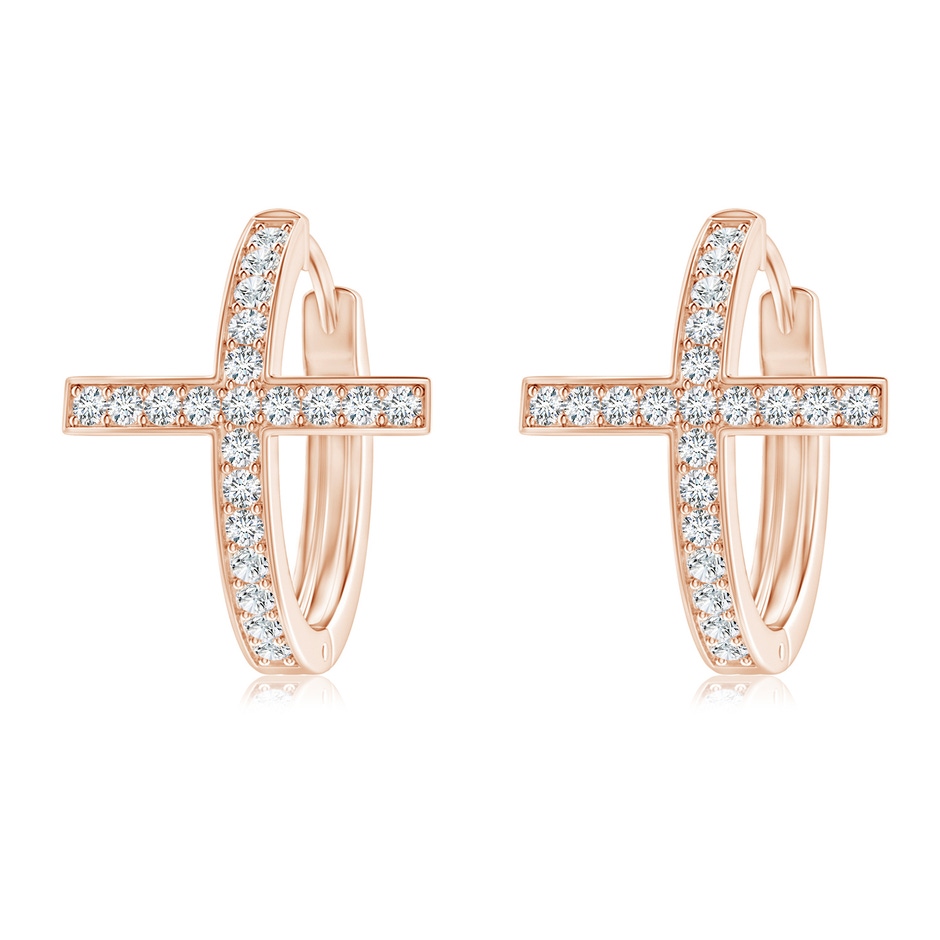 1.1mm GVS2 Pave-Set Diamond Cross Hoop Earrings in Rose Gold 