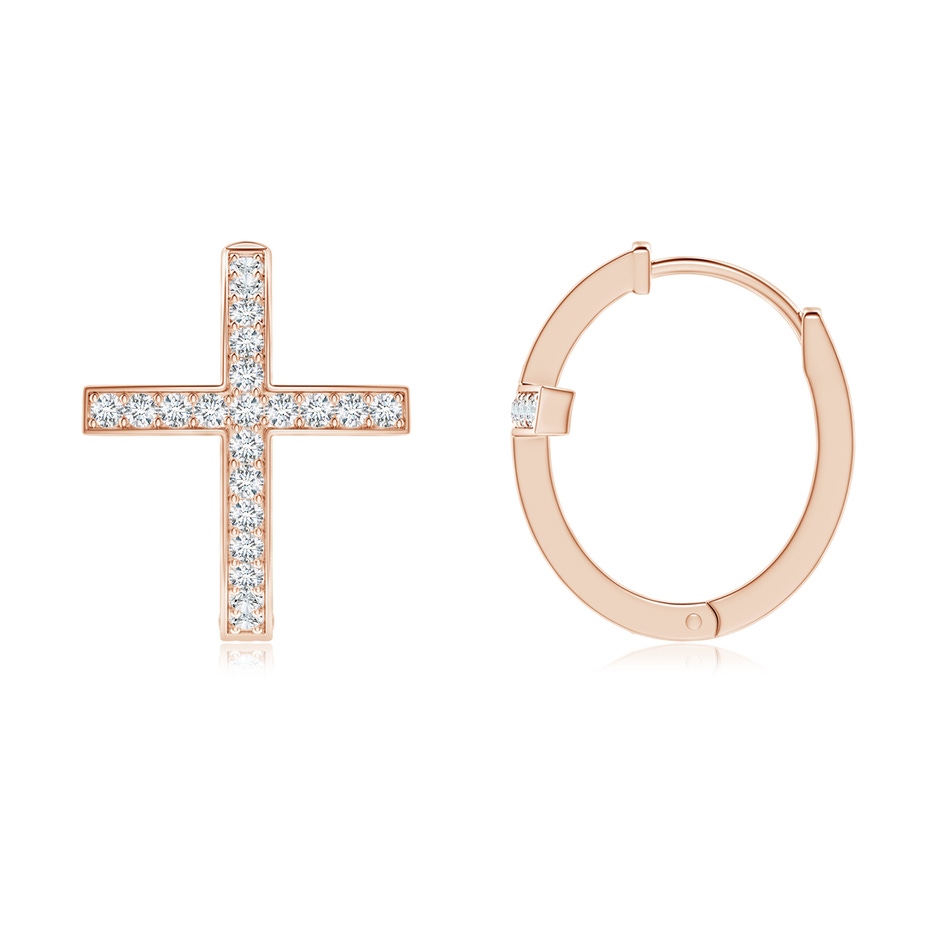 1.1mm GVS2 Pave-Set Diamond Cross Hoop Earrings in Rose Gold side-1