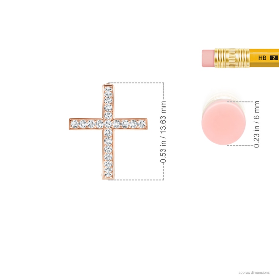 1.1mm GVS2 Pave-Set Diamond Cross Hoop Earrings in Rose Gold ruler
