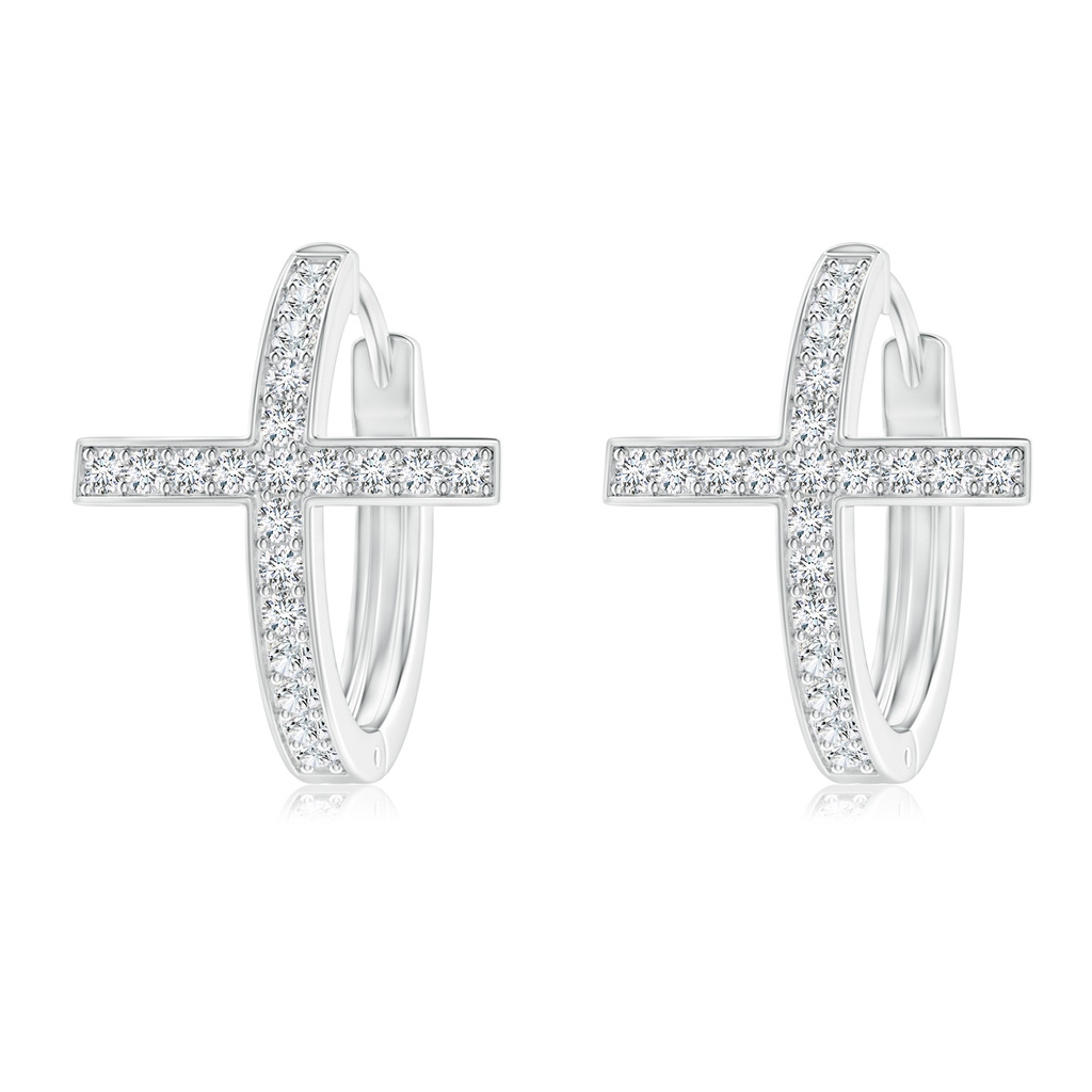 1.1mm GVS2 Pave-Set Diamond Cross Hoop Earrings in White Gold