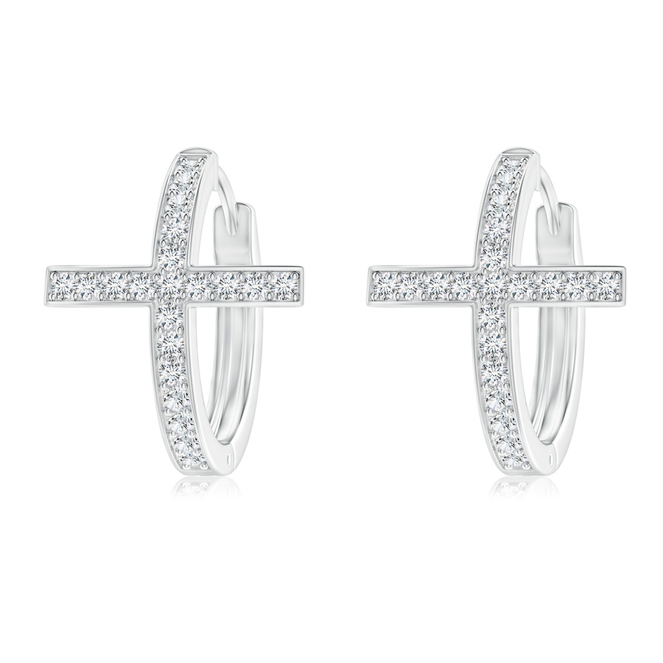 1.1mm GVS2 Pave-Set Diamond Cross Hoop Earrings in White Gold 