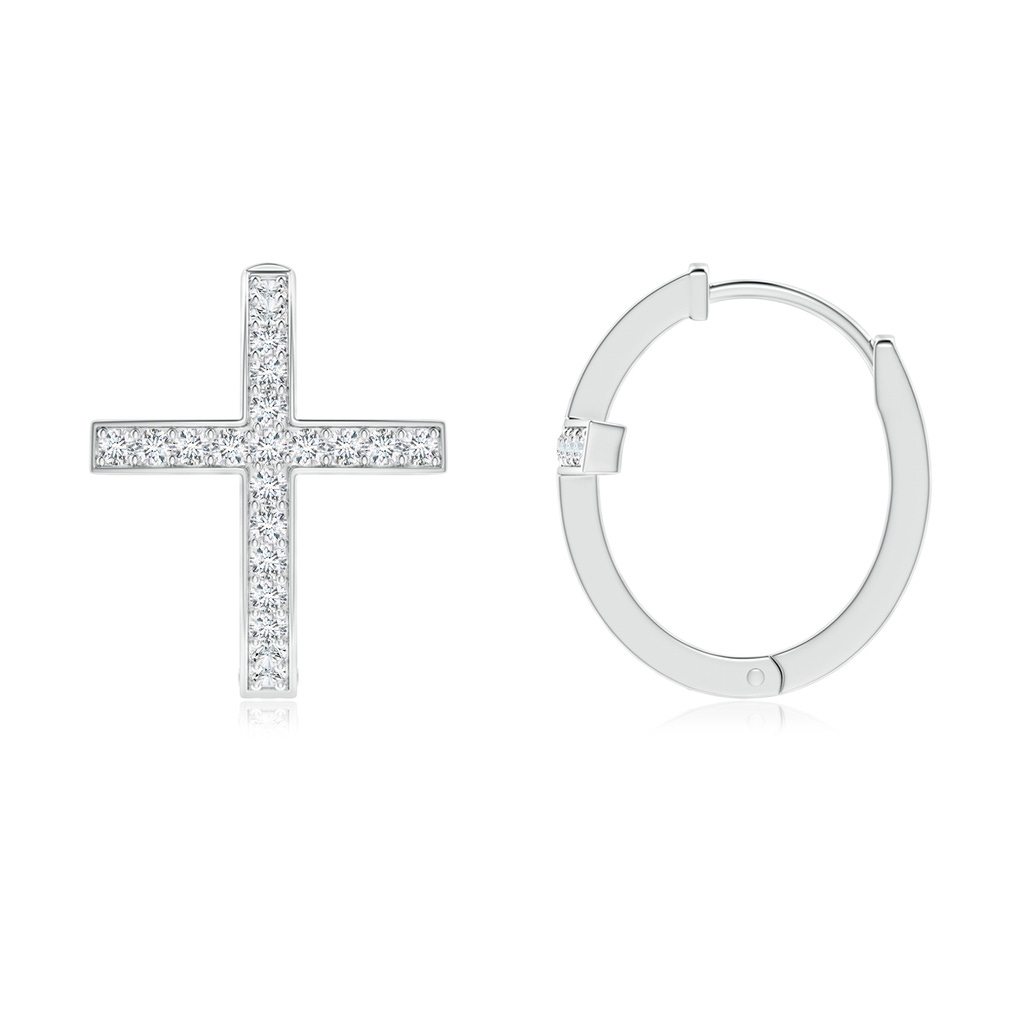 1.1mm GVS2 Pave-Set Diamond Cross Hoop Earrings in White Gold - side_1