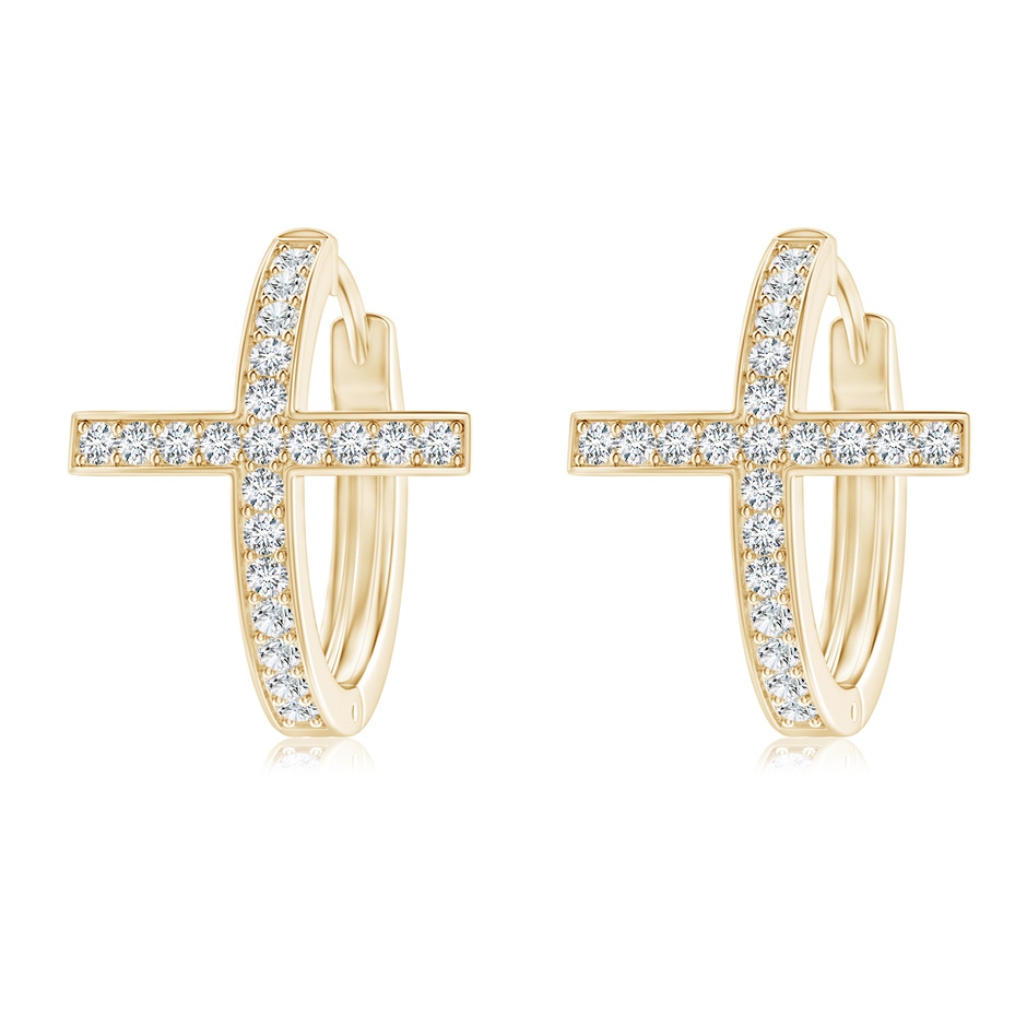 1.1mm GVS2 Pave-Set Diamond Cross Hoop Earrings in Yellow Gold 