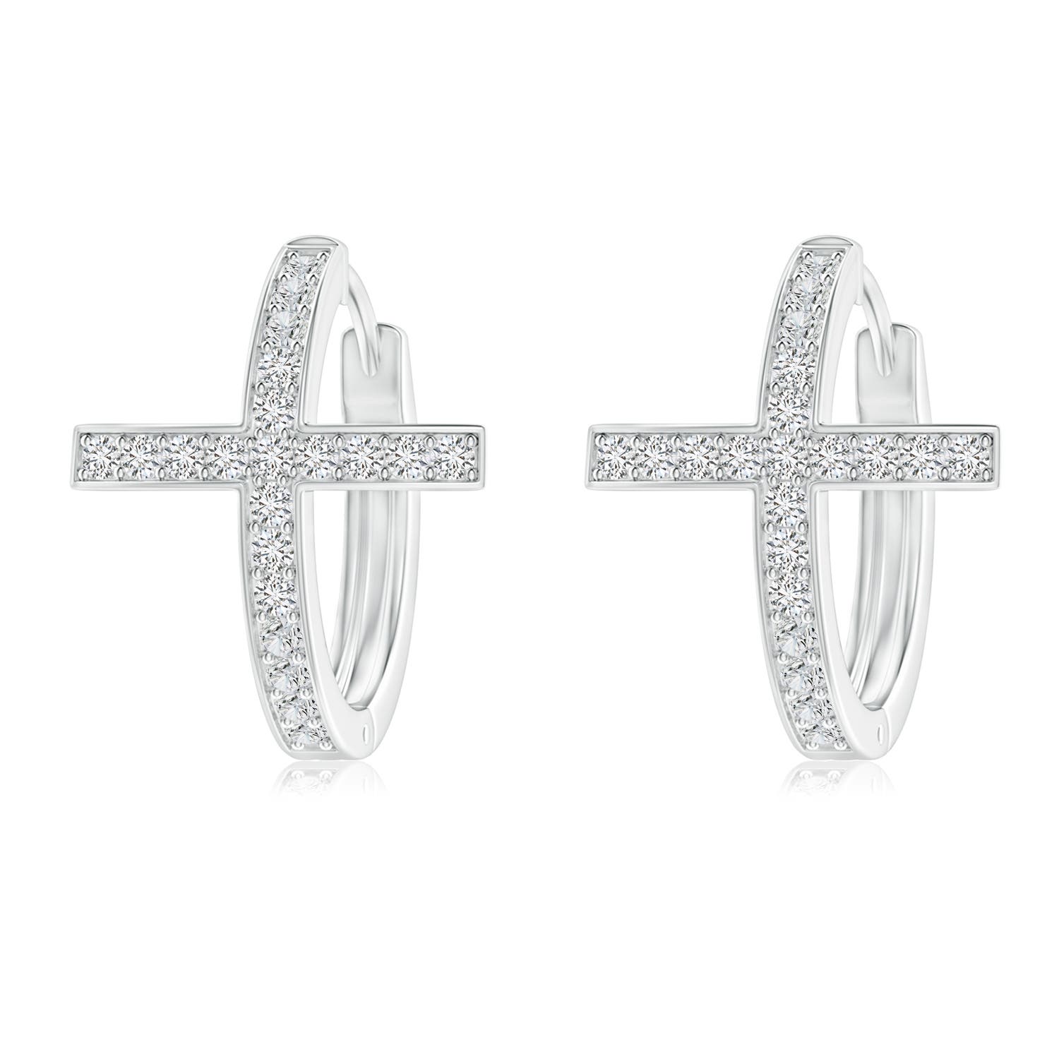 1.1mm HSI2 Pave-Set Diamond Cross Hoop Earrings in P950 Platinum