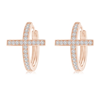 1.1mm HSI2 Pave-Set Diamond Cross Hoop Earrings in Rose Gold