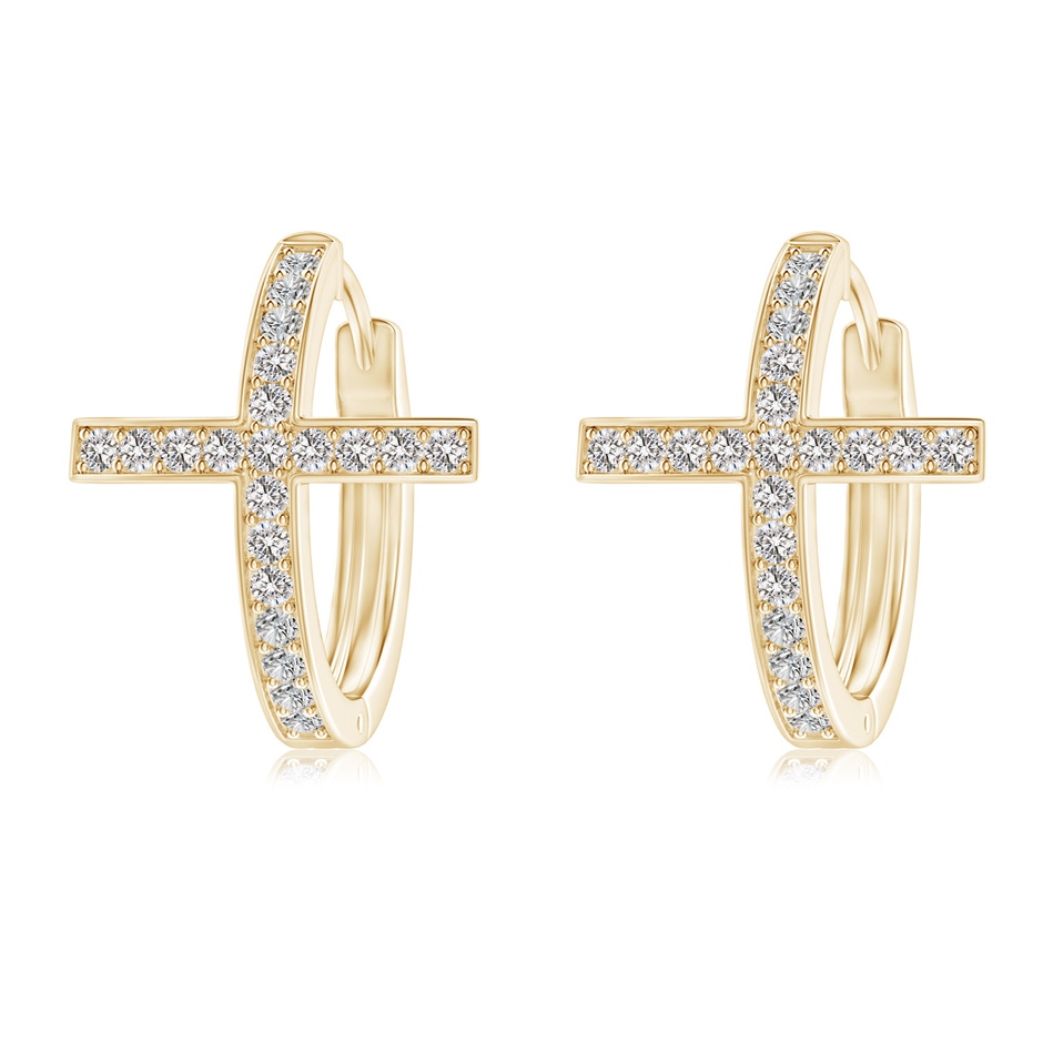 1.1mm IJI1I2 Pave-Set Diamond Cross Hoop Earrings in Yellow Gold 