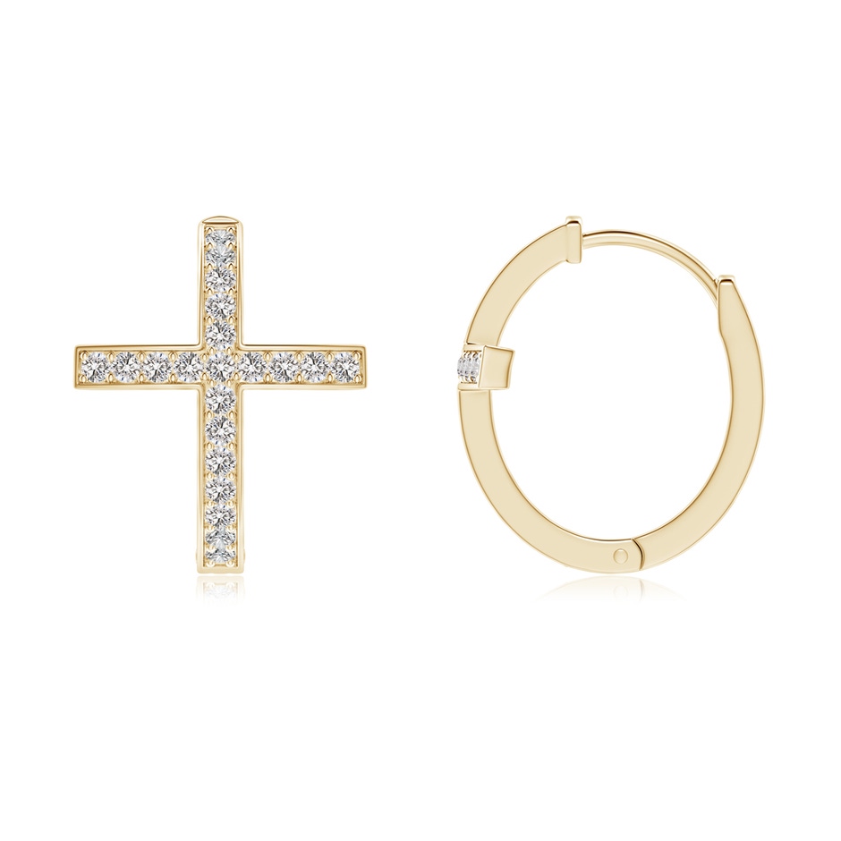 1.1mm IJI1I2 Pave-Set Diamond Cross Hoop Earrings in Yellow Gold side-1