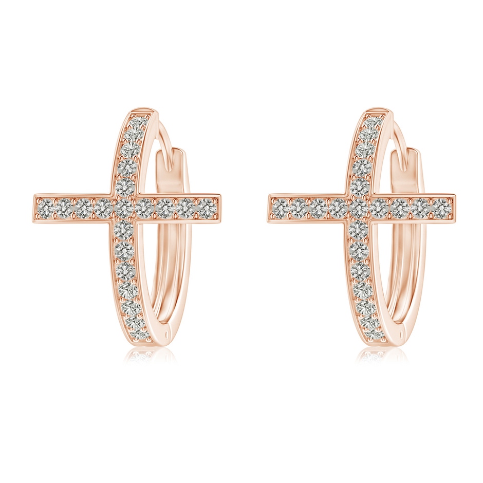 1.1mm KI3 Pave-Set Diamond Cross Hoop Earrings in Rose Gold 