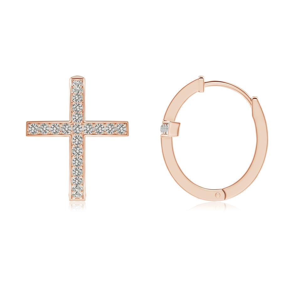 1.1mm KI3 Pave-Set Diamond Cross Hoop Earrings in Rose Gold side-1