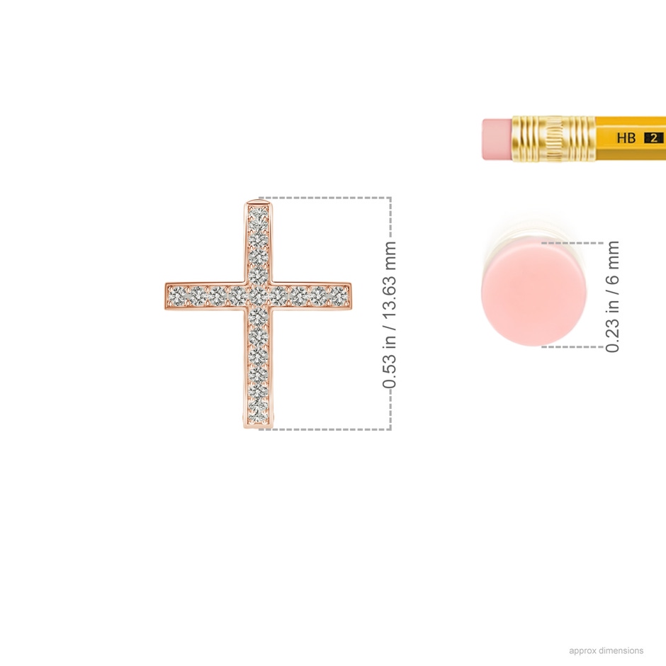 1.1mm KI3 Pave-Set Diamond Cross Hoop Earrings in Rose Gold ruler