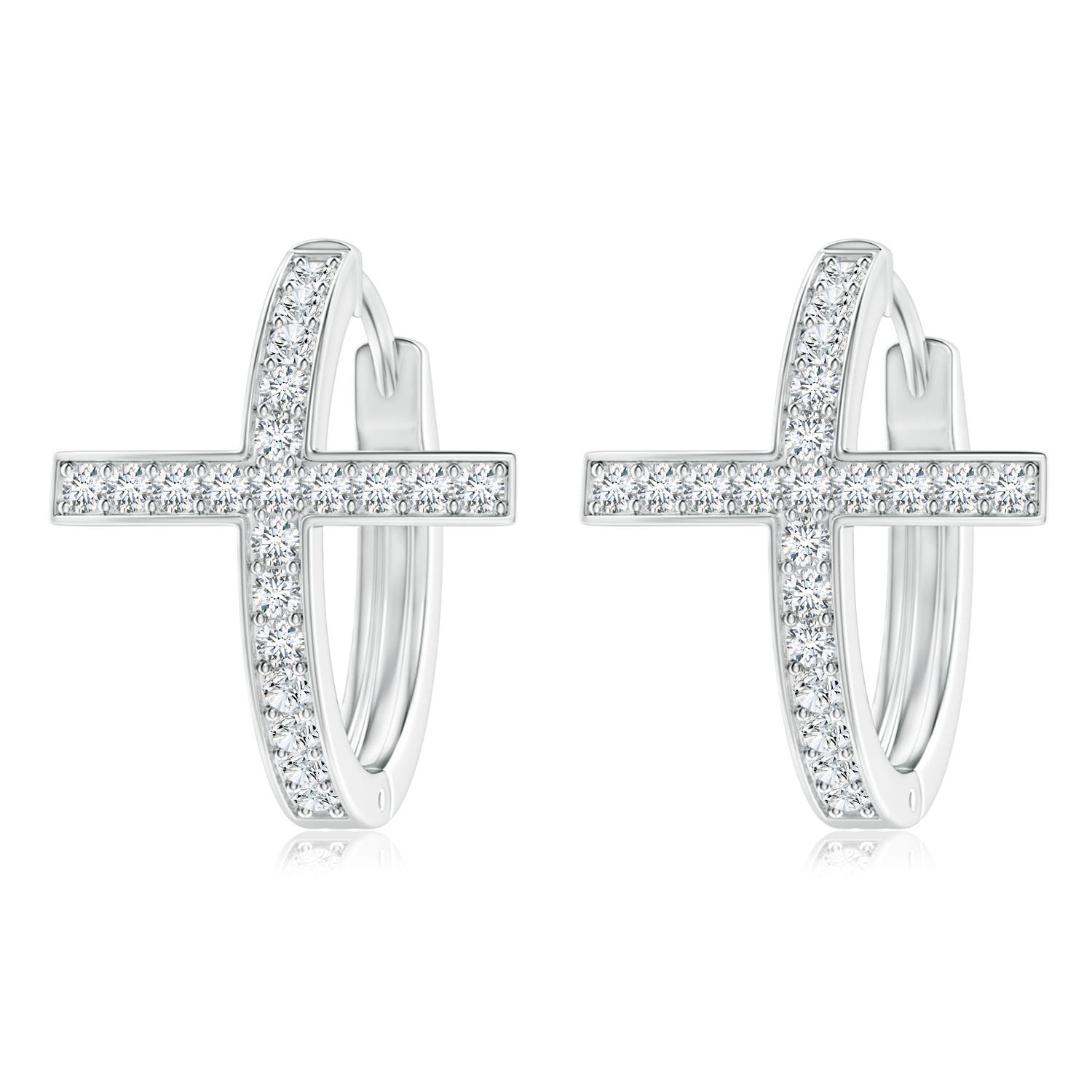 1.2mm GVS2 Pave-Set Diamond Cross Hoop Earrings in P950 Platinum