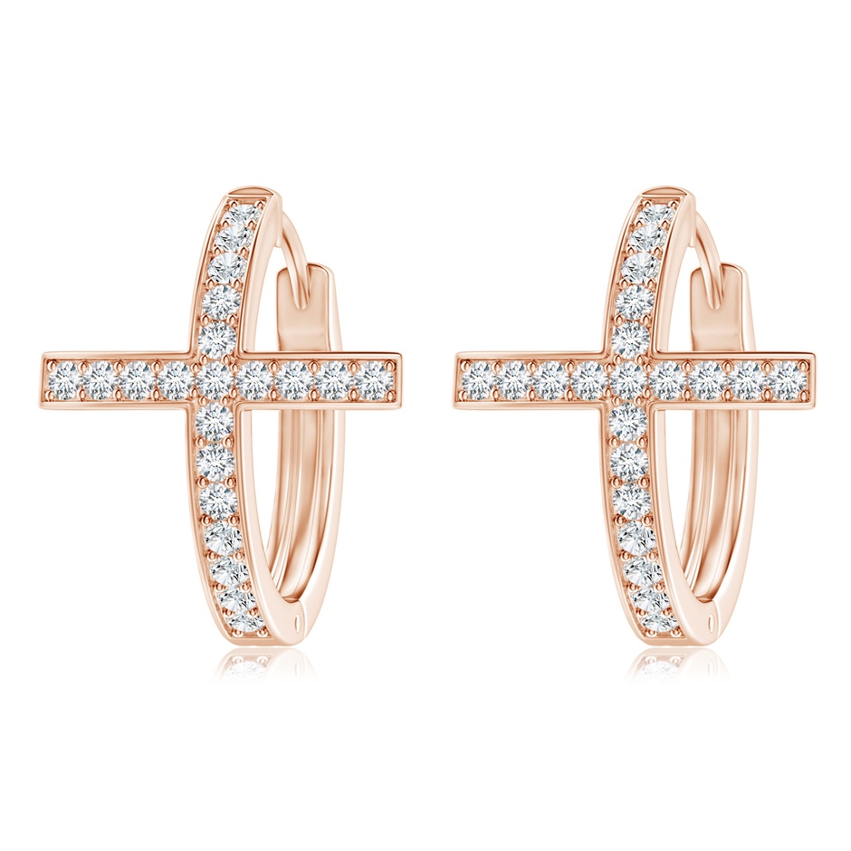 1.2mm GVS2 Pave-Set Diamond Cross Hoop Earrings in Rose Gold 