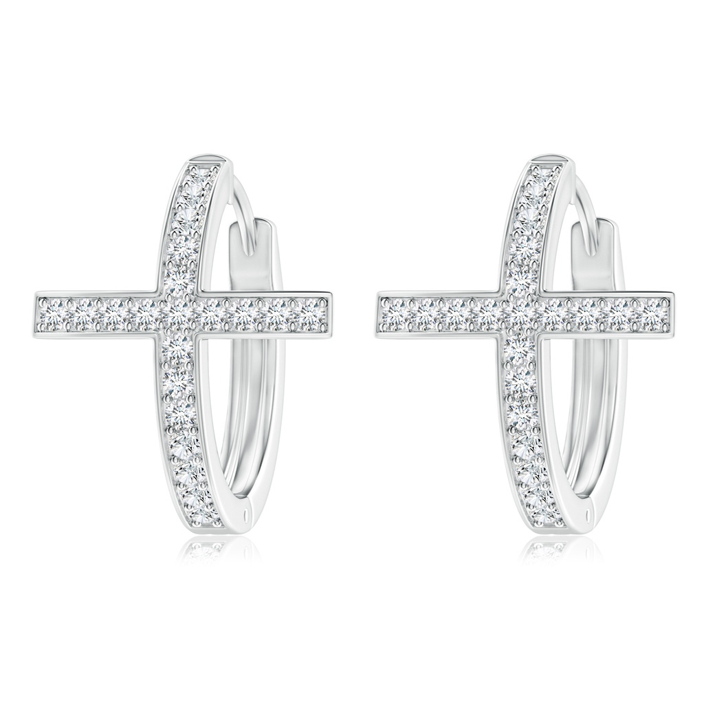 1.2mm GVS2 Pave-Set Diamond Cross Hoop Earrings in White Gold