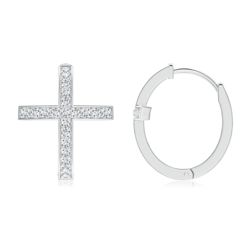 1.2mm GVS2 Pave-Set Diamond Cross Hoop Earrings in White Gold - side_1