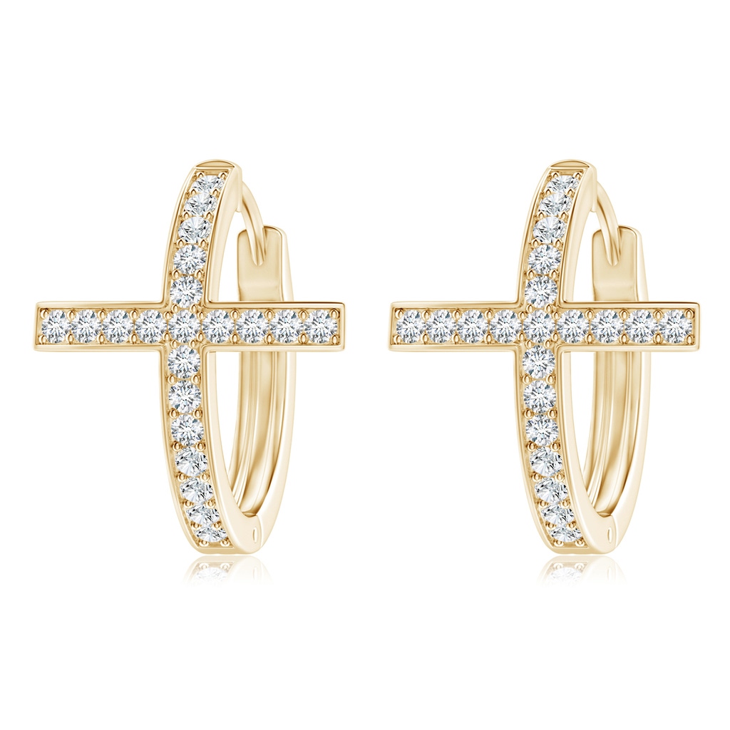 1.2mm GVS2 Pave-Set Diamond Cross Hoop Earrings in Yellow Gold