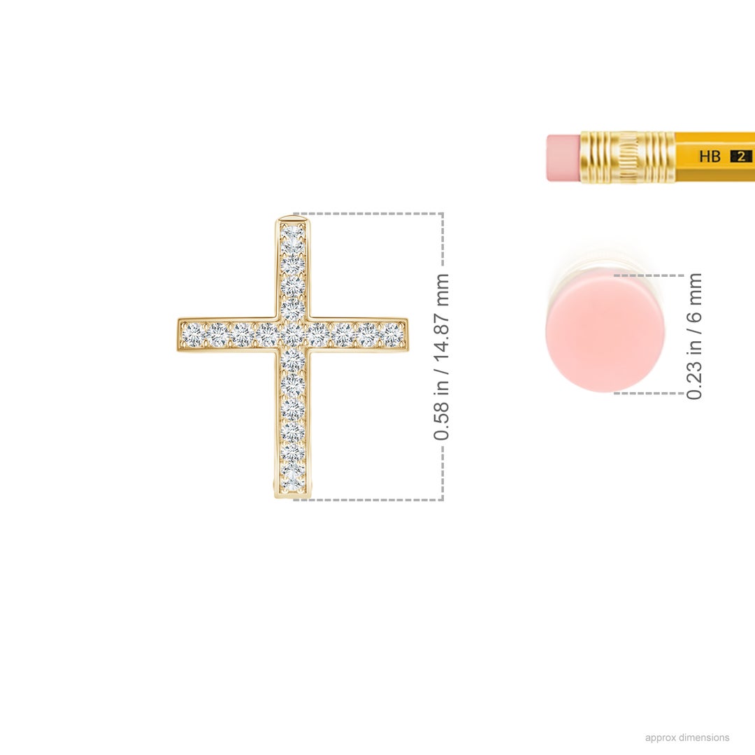 1.2mm GVS2 Pave-Set Diamond Cross Hoop Earrings in Yellow Gold - ruler