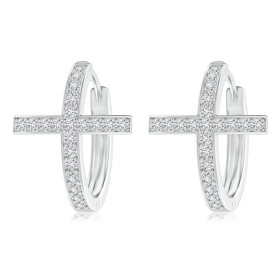 1.2mm HSI2 Pave-Set Diamond Cross Hoop Earrings in White Gold 