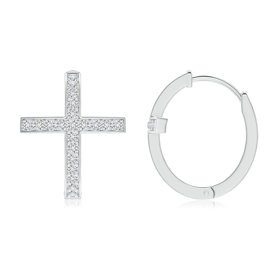 1.2mm HSI2 Pave-Set Diamond Cross Hoop Earrings in White Gold side-1