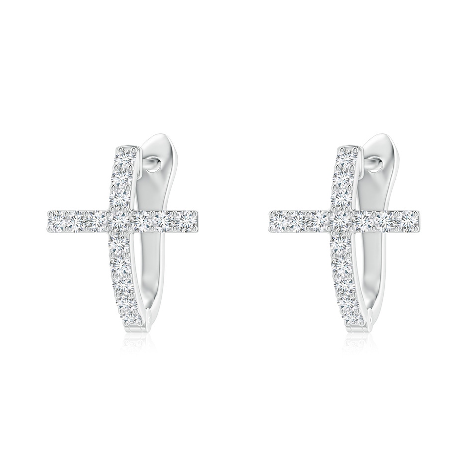 1.2mm GVS2 Prong-Set Diamond Cross Hoop Earrings in 18K White Gold 