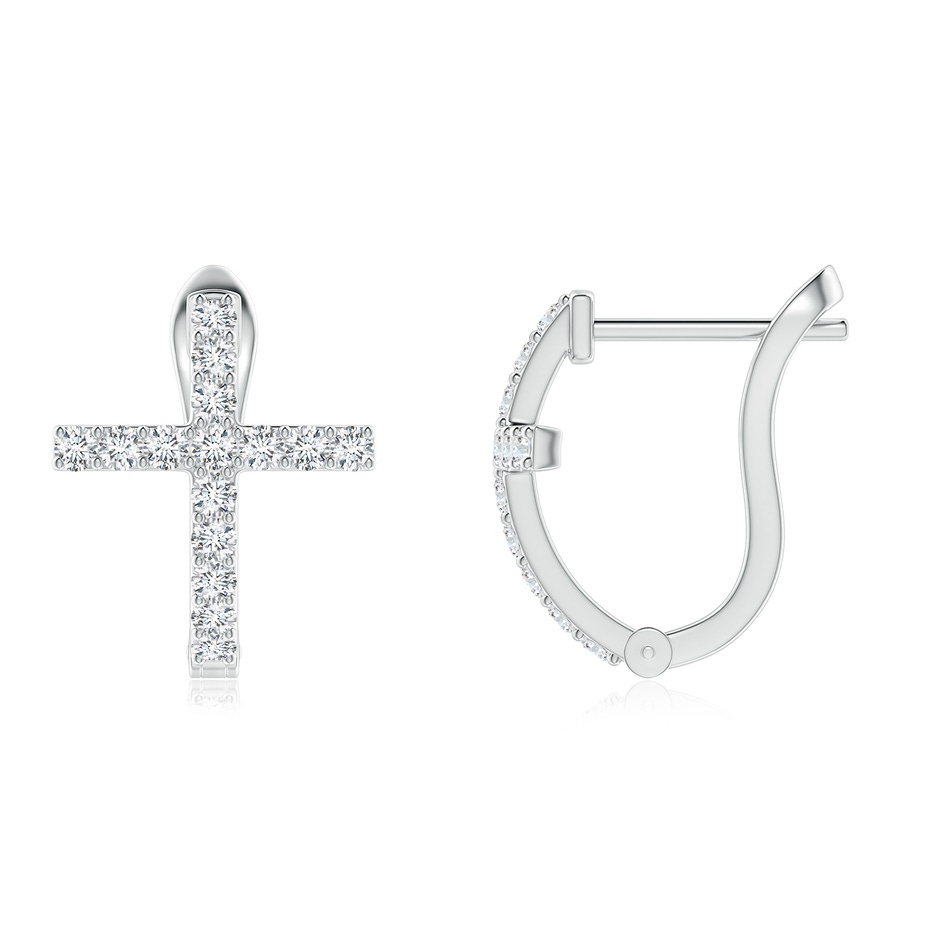 1.2mm GVS2 Prong-Set Diamond Cross Hoop Earrings in 18K White Gold side 199