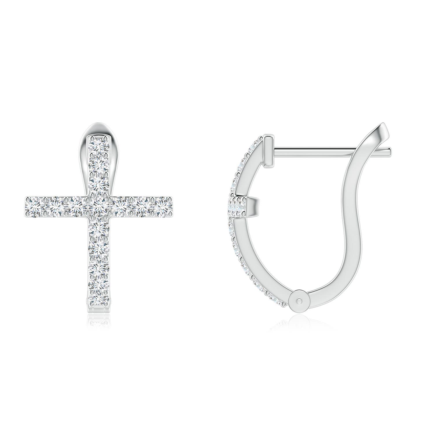 1.2mm GVS2 Prong-Set Diamond Cross Hoop Earrings in P950 Platinum