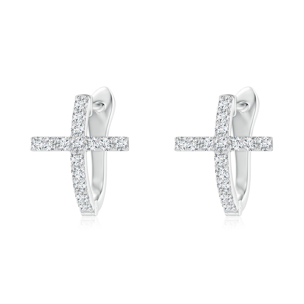 1.2mm GVS2 Prong-Set Diamond Cross Hoop Earrings in White Gold