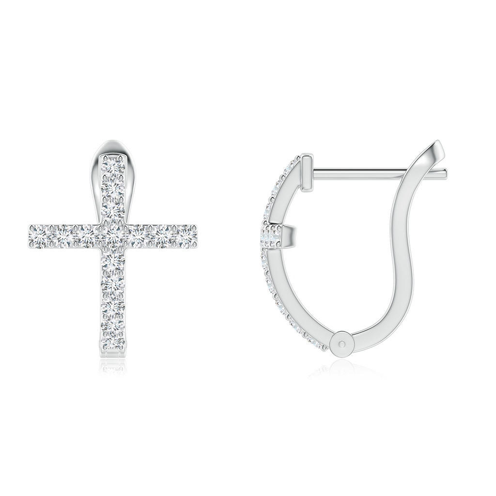 1.2mm GVS2 Prong-Set Diamond Cross Hoop Earrings in White Gold - side 199