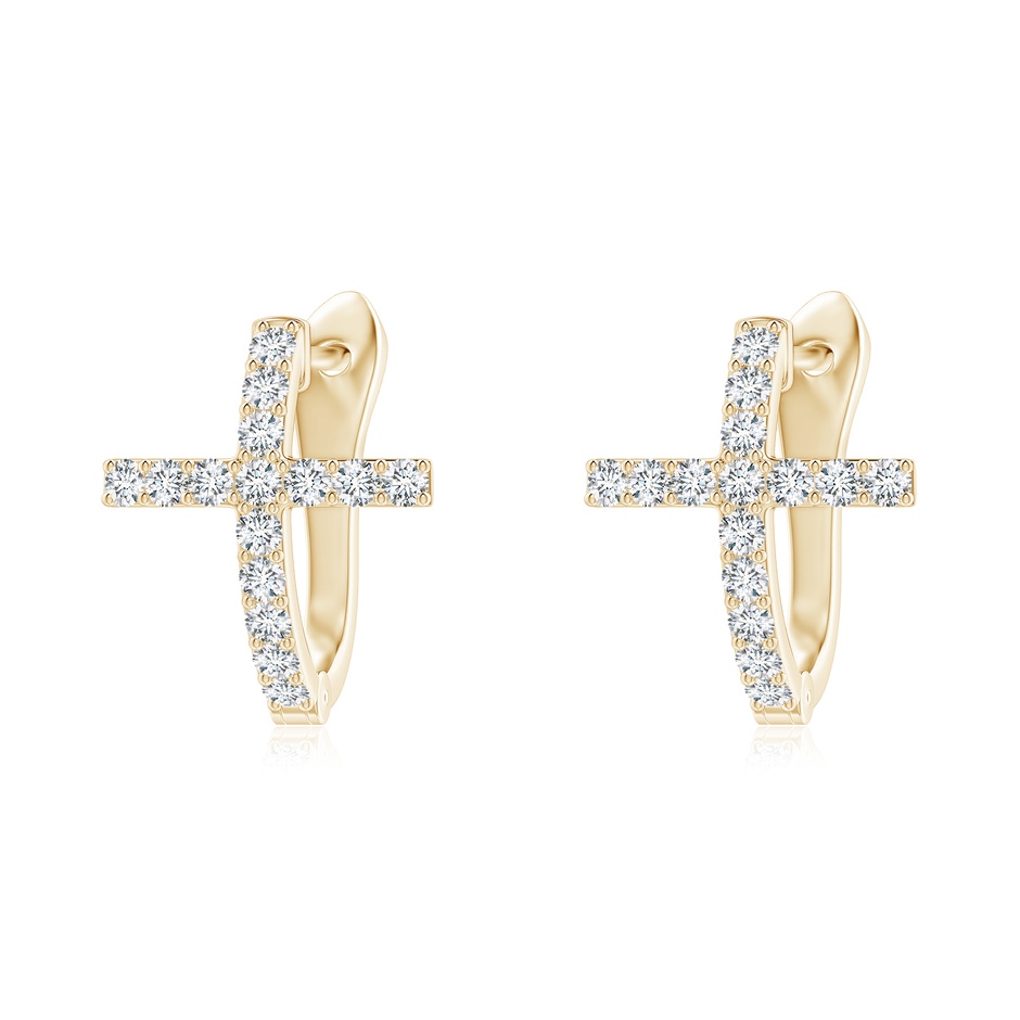 1.2mm GVS2 Prong-Set Diamond Cross Hoop Earrings in Yellow Gold 